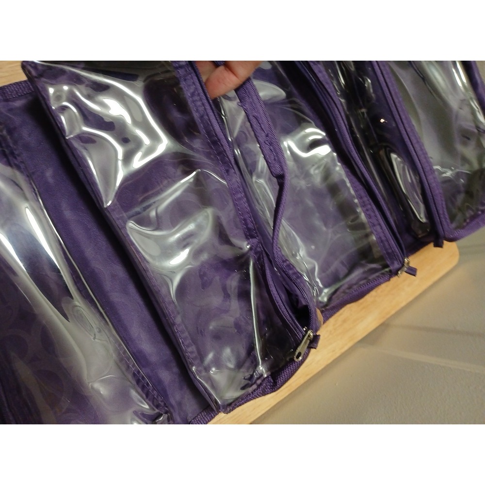 Joy Mangano Toiletry Make Up Bag Purple The Better Beauty Case Roll Up - Picture 6 of 8